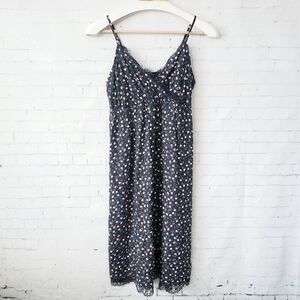 Old Navy Y2K Slip Dress Size S Black Ditzy Floral Lace Trim Spaghetti Strap